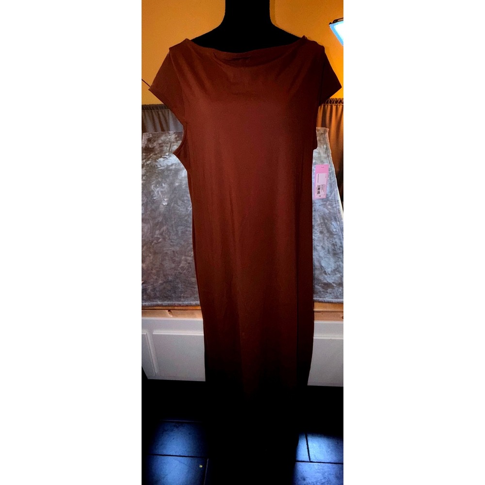 Wild Fable Maxi Dress Women 1X Brown NEW Open Tie Back Cap Sleeve